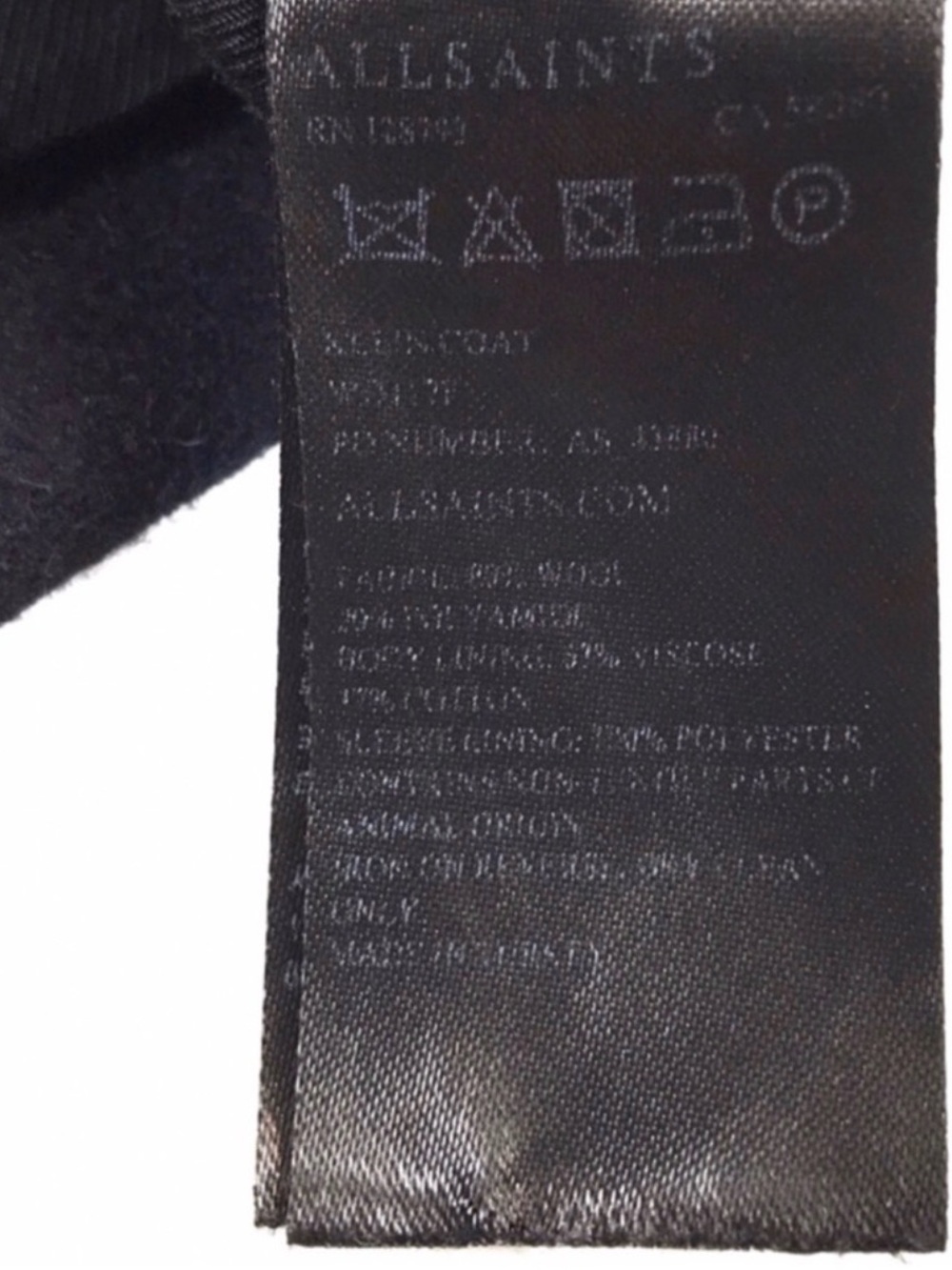 All Saints Klein black wool oversized coat - Picture 6 of 8